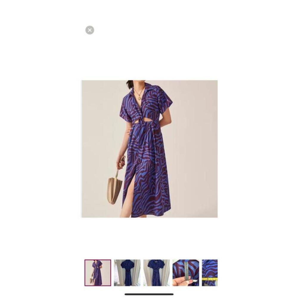 Anthropologie Twist Waist Women's Midi Dress Purple Zebra Print sz M